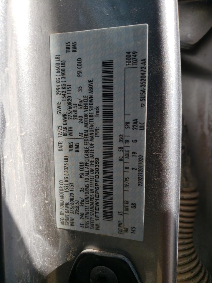 2023 FORD F150 SUPERCREW VIN:1FTEW1EP6PFD30359