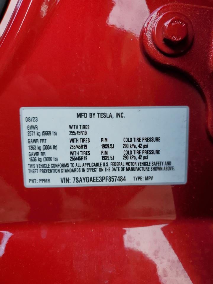 2023 TESLA MODEL Y VIN:7SAYGAEE3PF857484