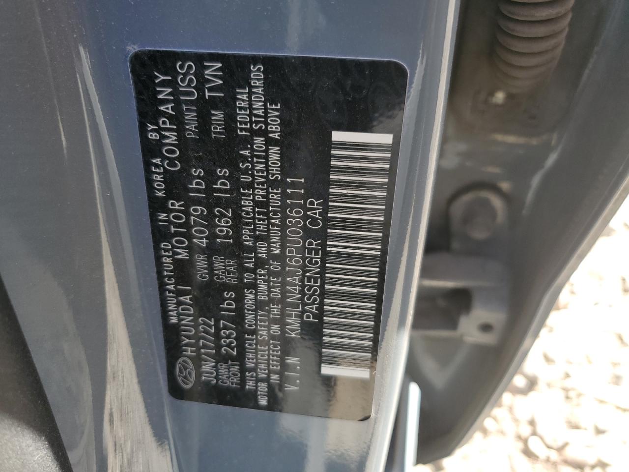 2023 HYUNDAI ELANTRA LIMITED VIN:KMHLN4AJ6PU036111