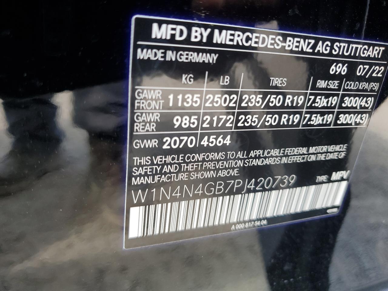 2023 MERCEDES-BENZ GLA 250 VIN:W1N4N4GB7PJ420739