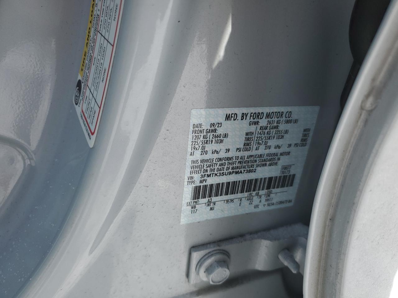 2023 FORD MUSTANG MACH-E PREMIUM VIN:3FMTK3SU9PMA73802