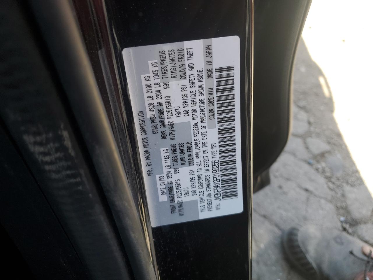 2023 MAZDA CX-5 VIN:JM3KFBAY2P0196256