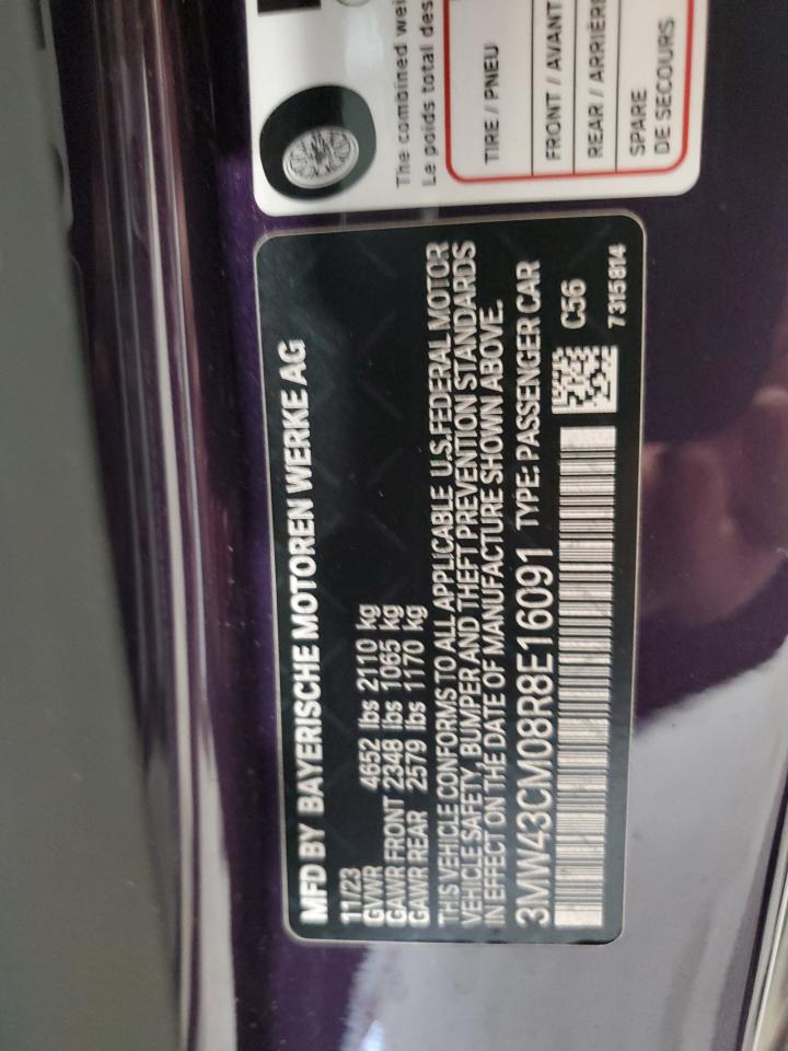 2024 BMW M240I VIN:3MW43CM08R8E16091