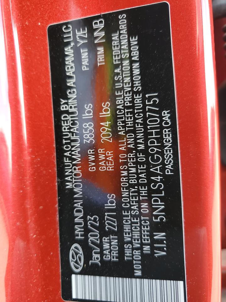 2023 HYUNDAI ELANTRA SEL VIN:5NPLS4AG9PH107751