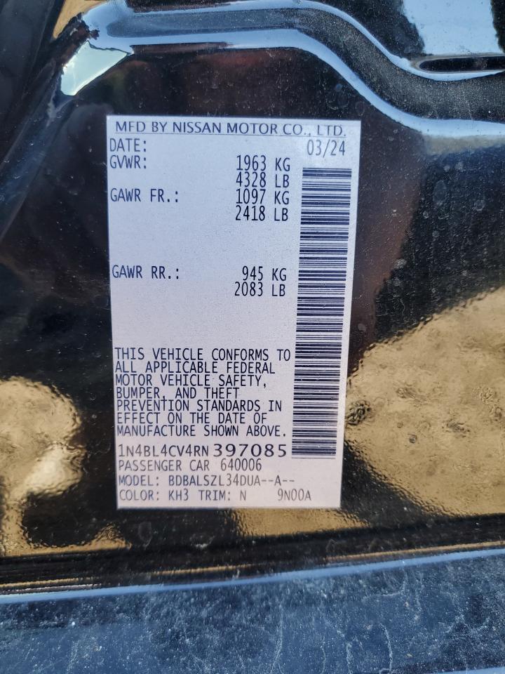 2024 NISSAN ALTIMA SR VIN:1N4BL4CV4RN397085