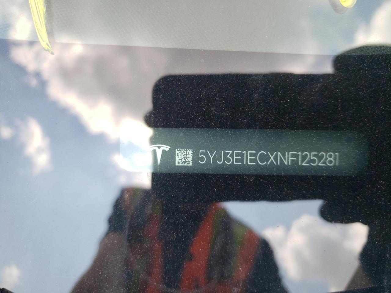 2022 TESLA MODEL 3 VIN:5YJ3E1ECXNF125281