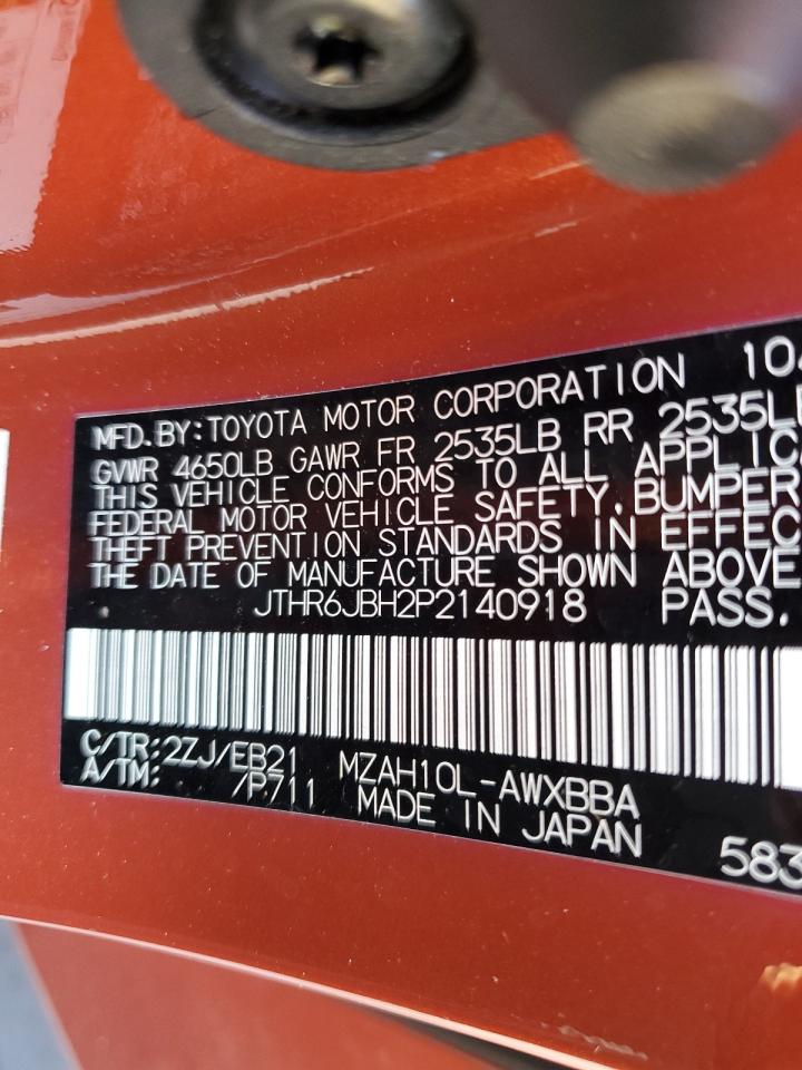 2023 LEXUS UX 250H PREMIUM VIN:JTHR6JBH2P2140918