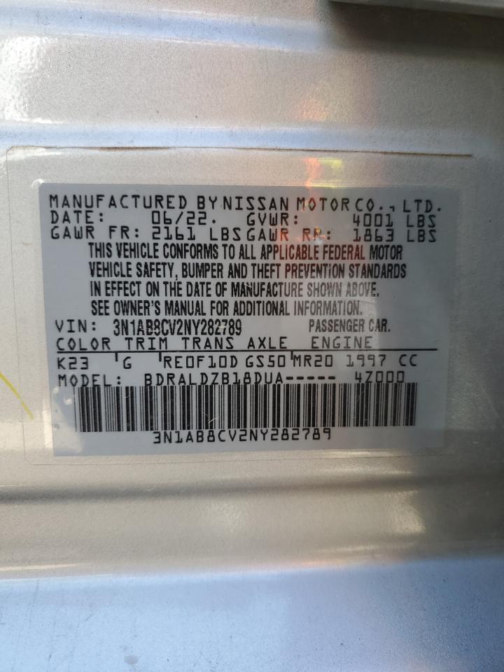 2022 NISSAN SENTRA SV VIN:3N1AB8CV2NY282789