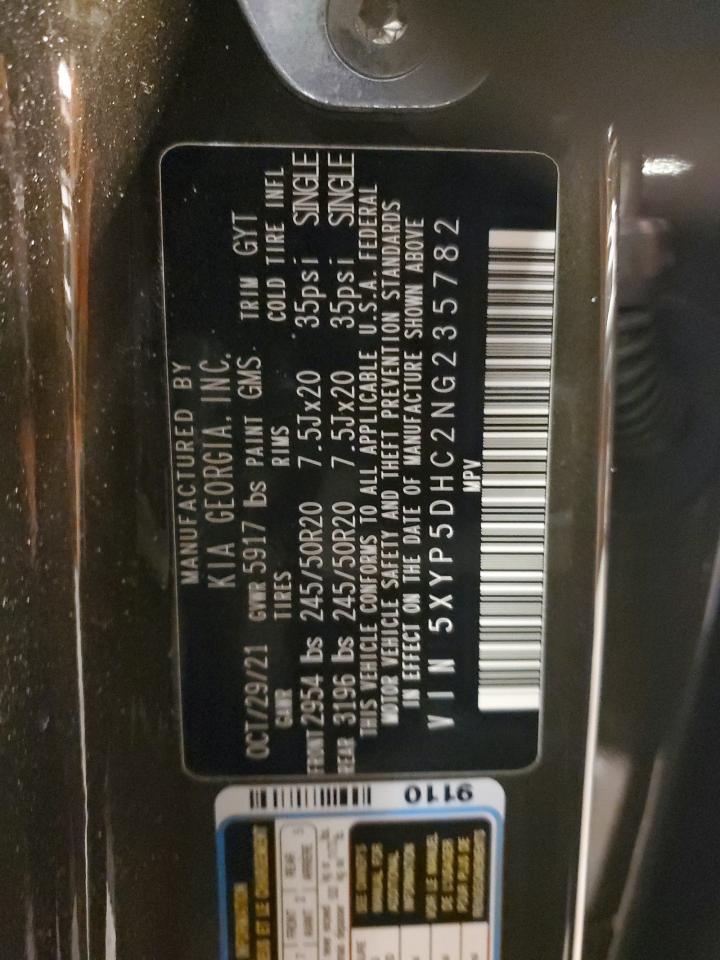 2022 KIA TELLURIDE SX VIN:5XYP5DHC2NG235782