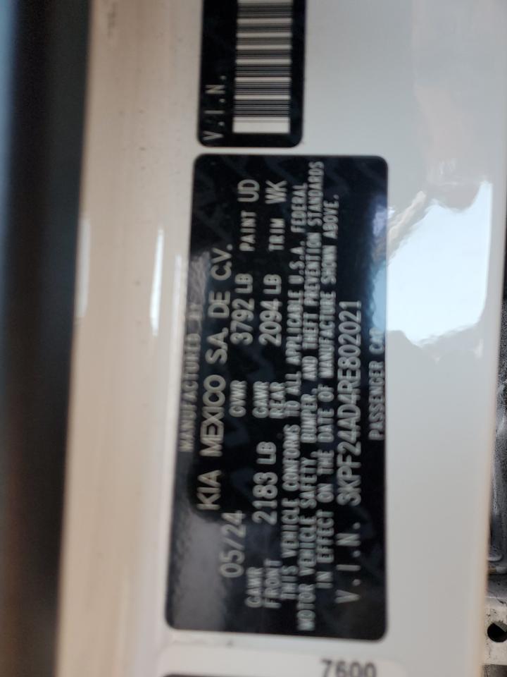 2024 KIA FORTE LX VIN:3KPF24AD4RE802021