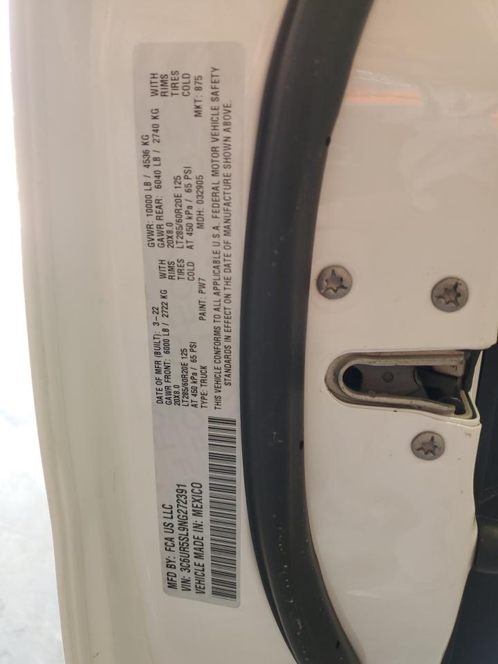 2022 RAM 2500 LIMITED VIN:3C6UR5SL9NG272391