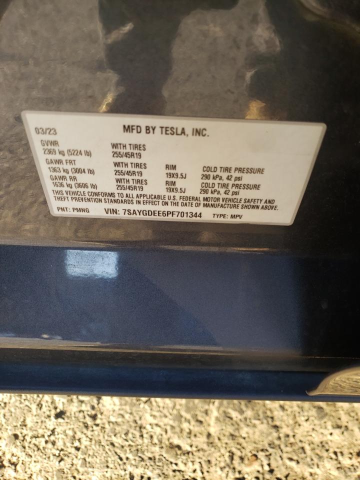 2023 TESLA MODEL Y VIN:7SAYGDEE6PF701344