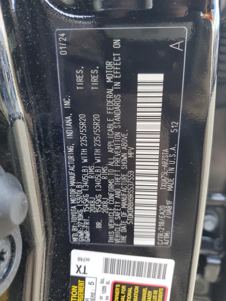 2024 TOYOTA HIGHLANDER LE VIN:5TDKDRBH9RS537559
