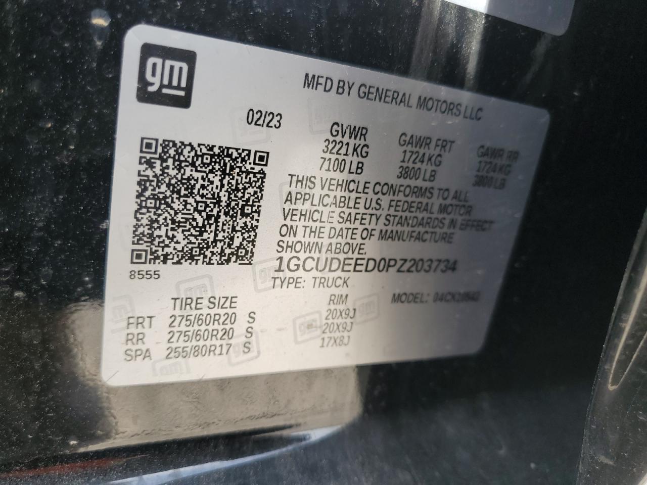 2023 CHEVROLET SILVERADO K1500 RST VIN:1GCUDEED0PZ203734