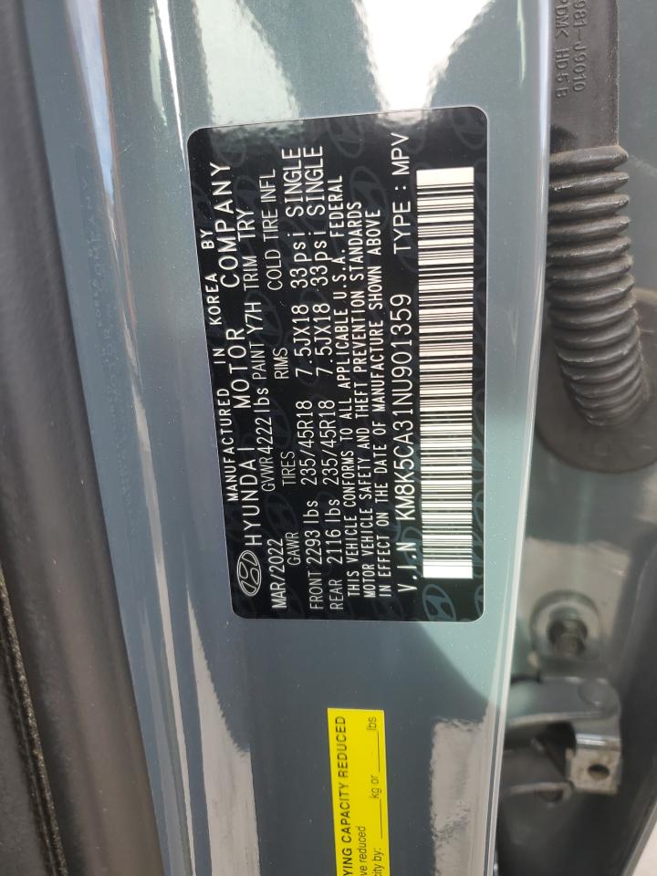 2022 HYUNDAI KONA LIMITED VIN:KM8K5CA31NU901359