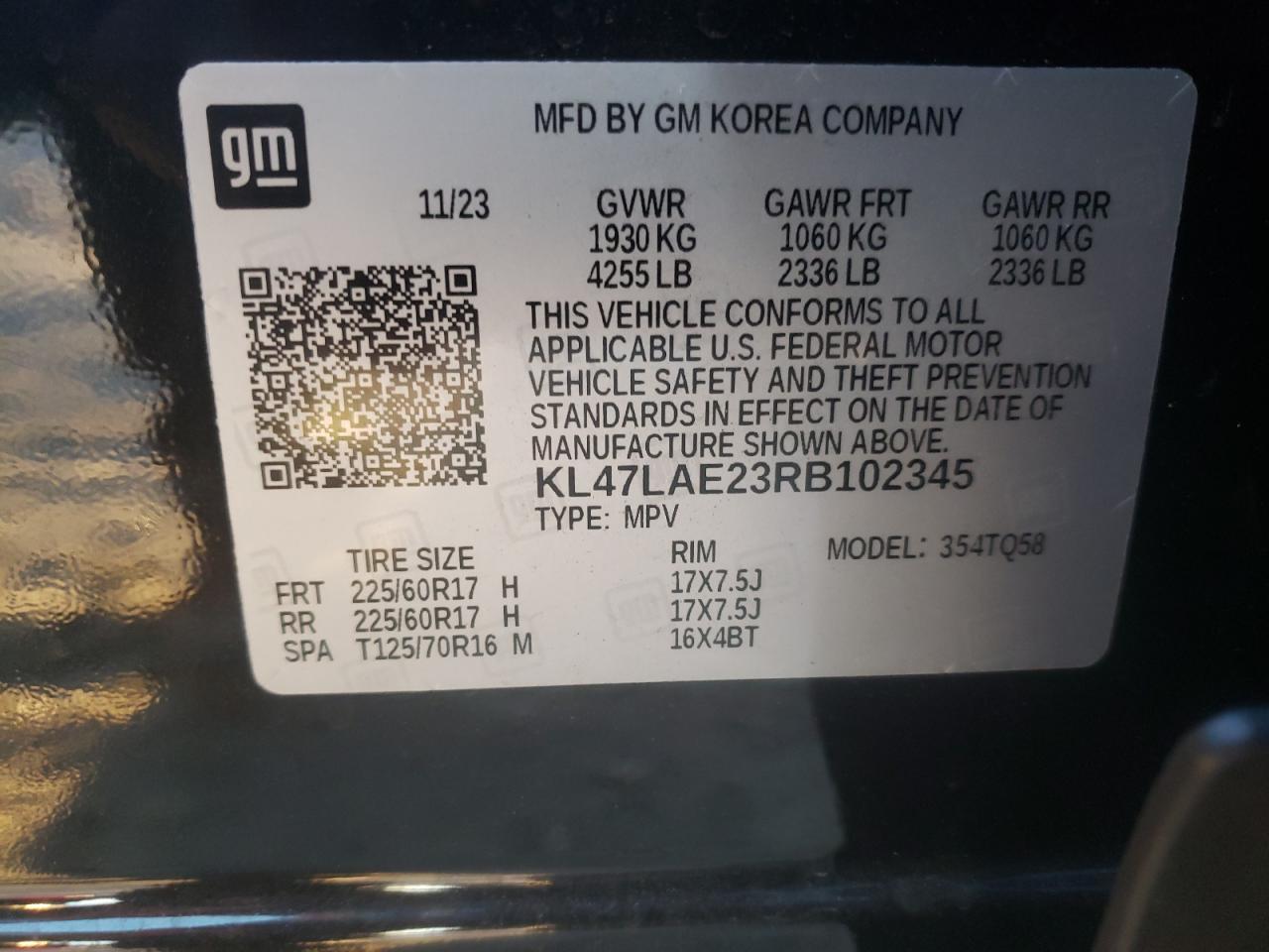 2024 BUICK ENVISTA PREFERRED VIN:KL47LAE23RB102345