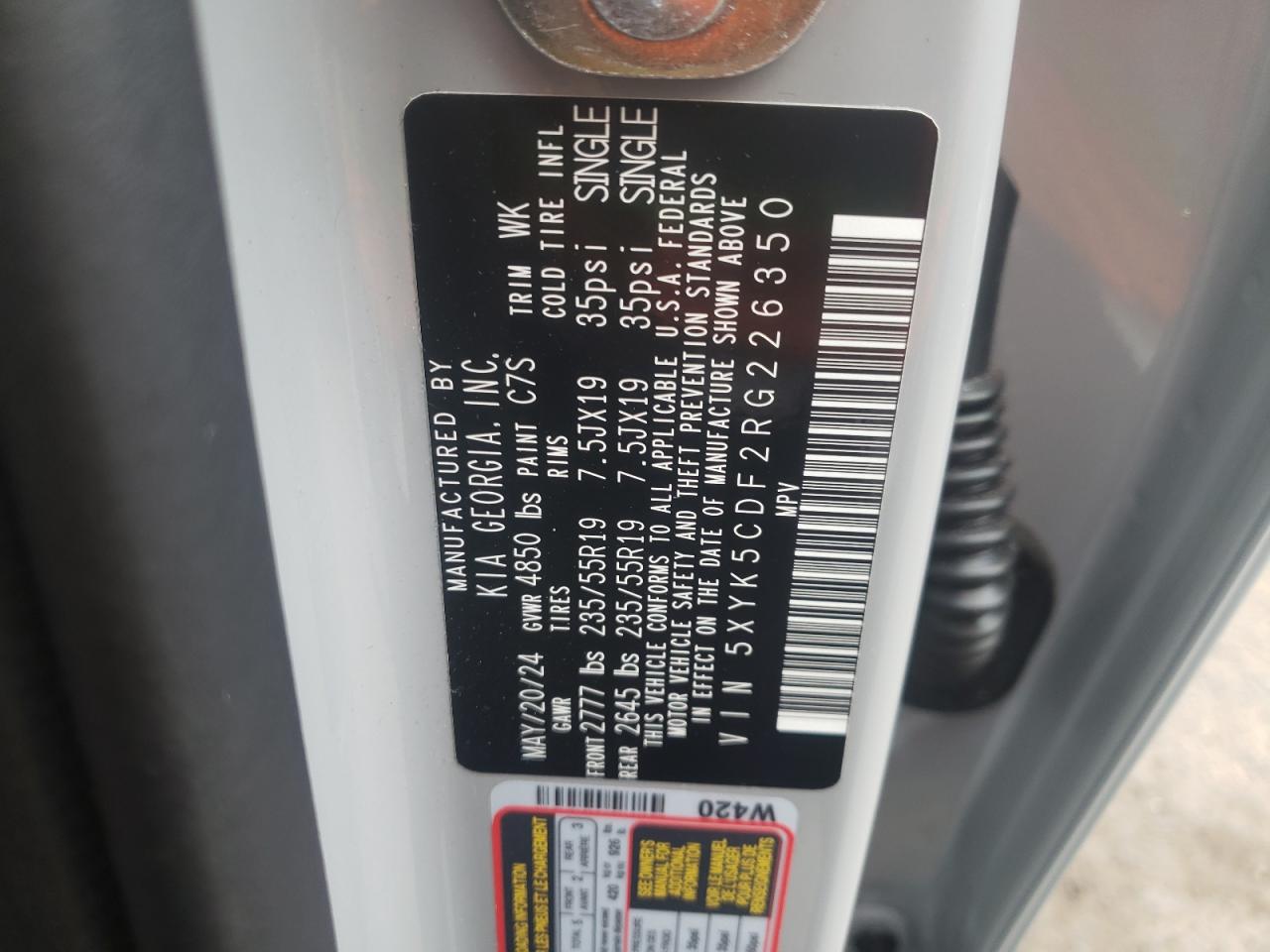 2024 KIA SPORTAGE SX PRESTIGE VIN:5XYK5CDF2RG226350