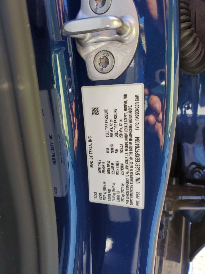 2023 TESLA MODEL 3 VIN:5YJ3E1EBXPF704684