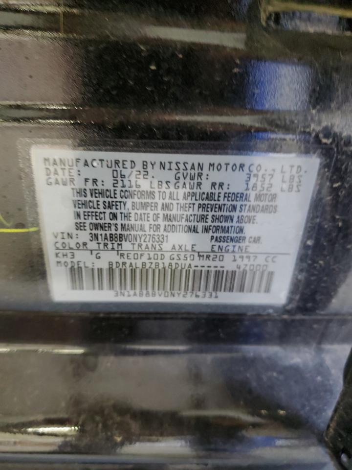 2022 NISSAN SENTRA S VIN:3N1AB8BV0NY276331