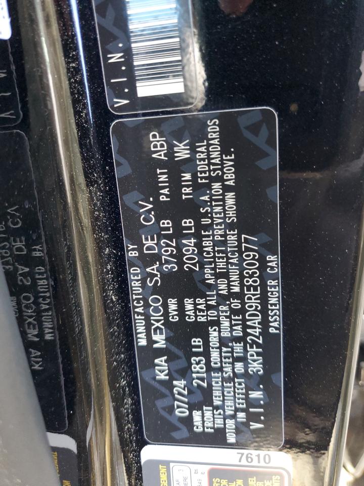 2024 KIA FORTE LX VIN:3KPF24AD9RE830977