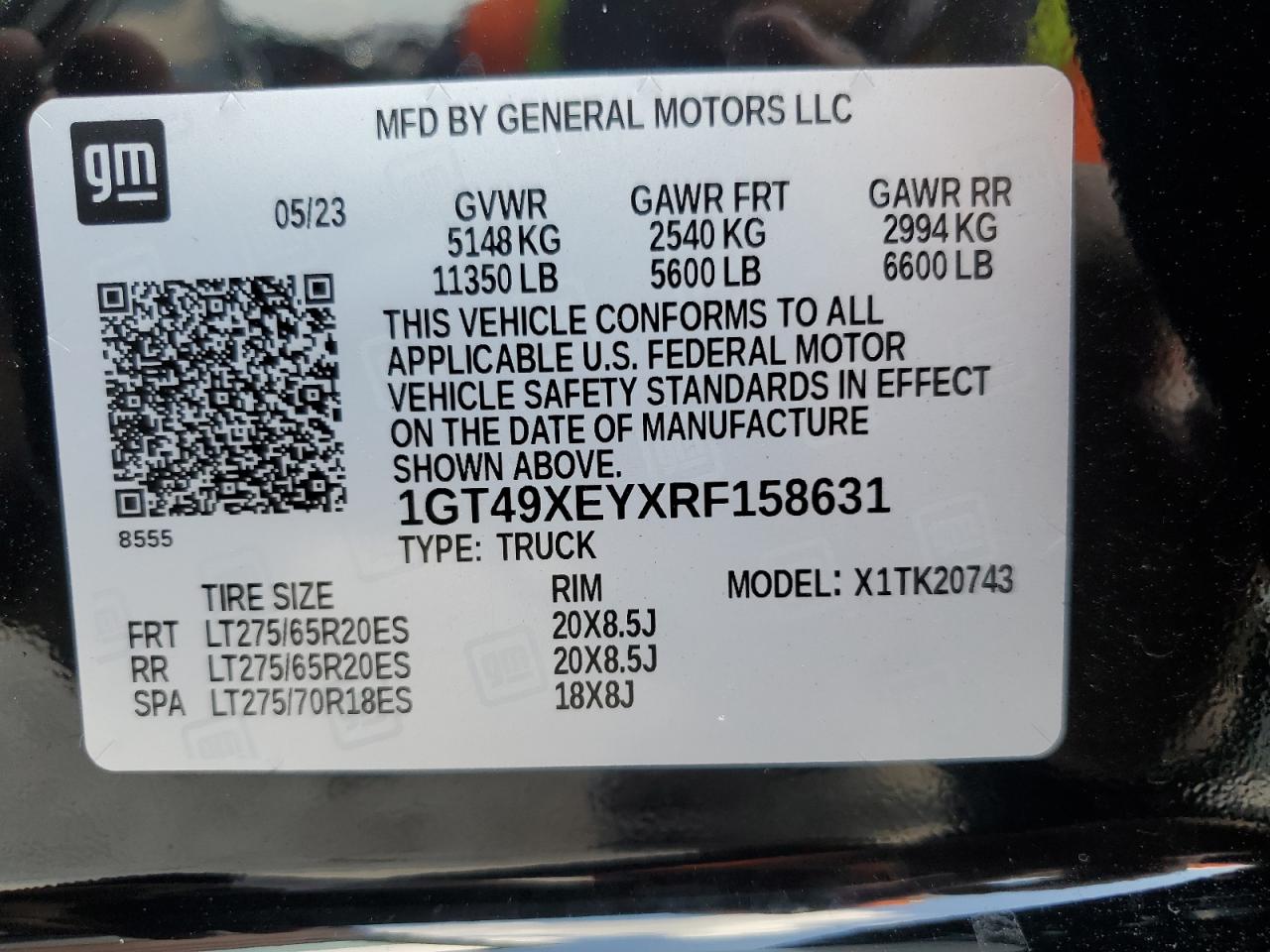 2024 GMC SIERRA K2500 DENALI ULTIMATE VIN:1GT49XEYXRF158631