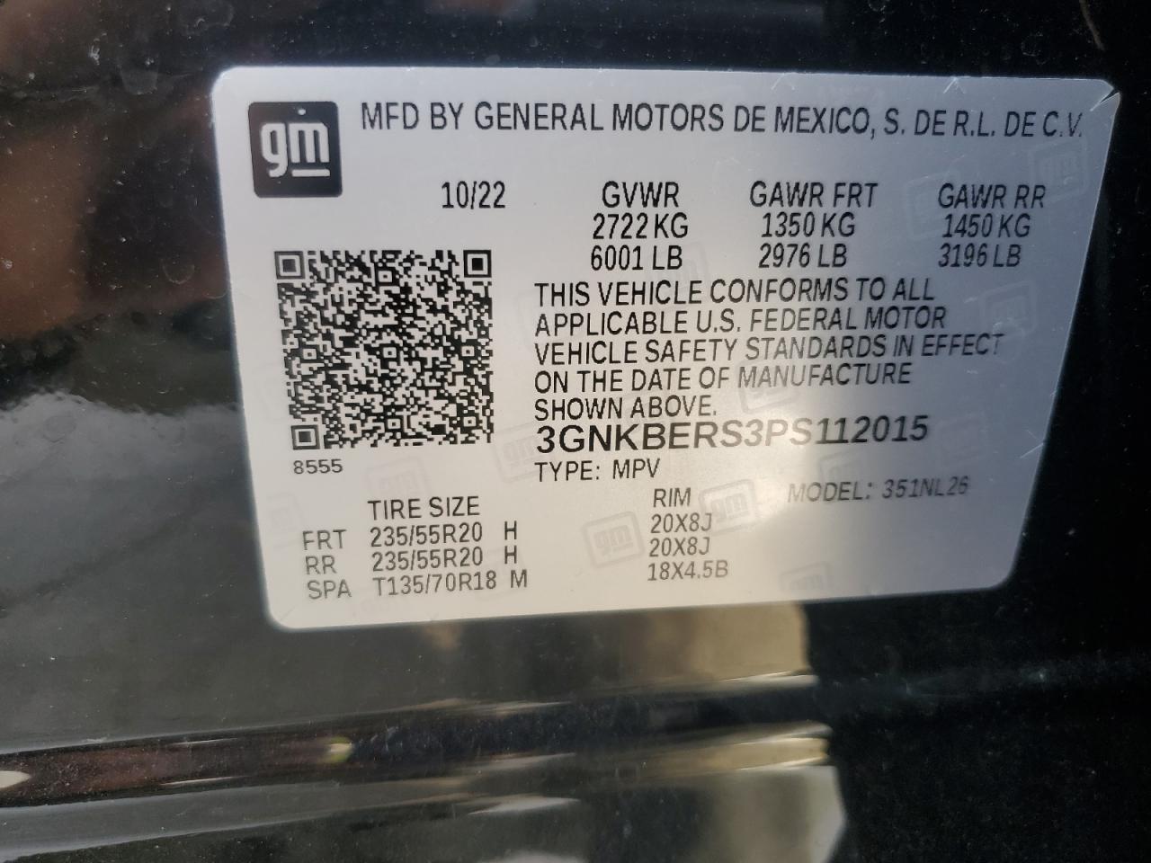 2023 CHEVROLET BLAZER RS VIN:3GNKBERS3PS112015