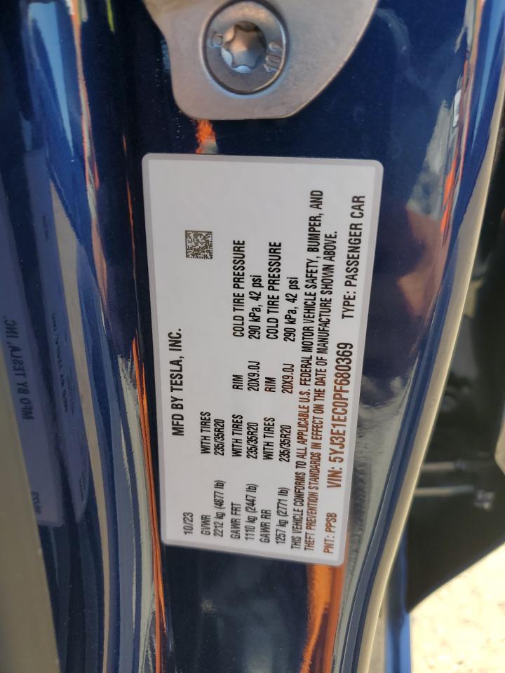2023 TESLA MODEL 3 VIN:5YJ3E1EC0PF680369