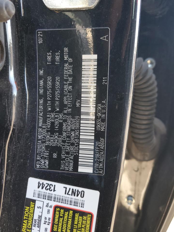 2022 TOYOTA SEQUOIA SR5 VIN:5TDCY5B13NS188929