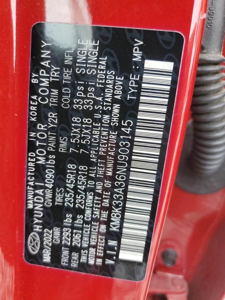 2022 HYUNDAI KONA N LINE VIN:KM8K33A36NU903145