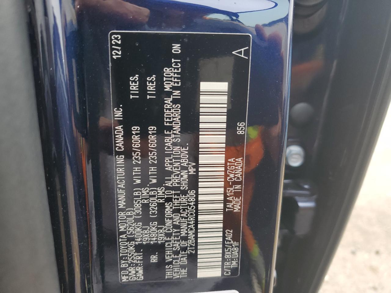 2024 LEXUS RX 350 BASE VIN:2T2BAMCA4RC054806