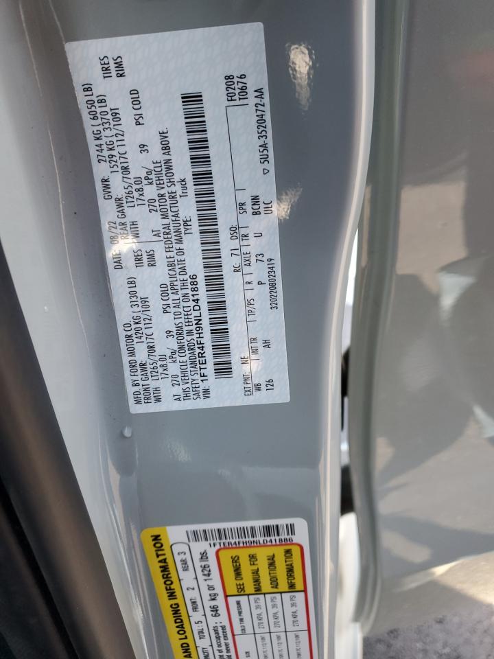 2022 FORD RANGER XL VIN:1FTER4FH9NLD41886