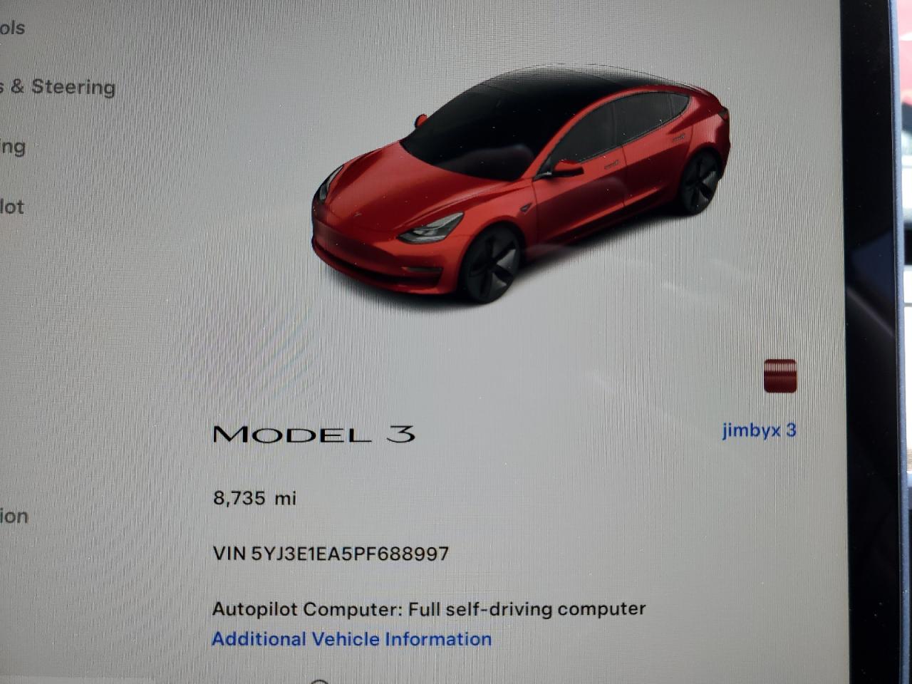 2023 TESLA MODEL 3 VIN:5YJ3E1EA5PF688997