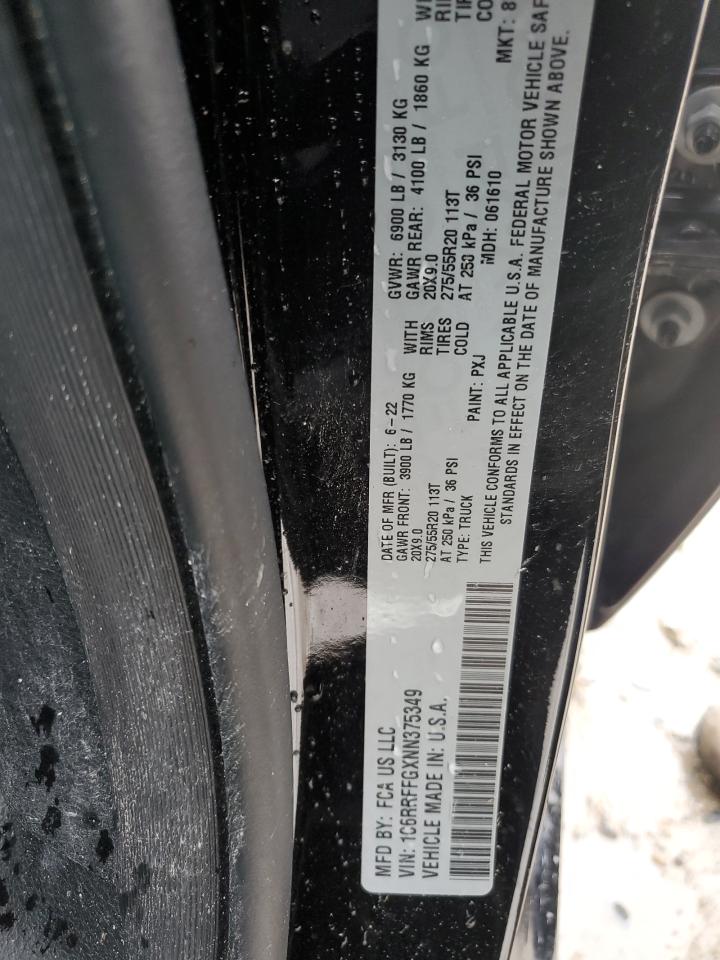 2022 RAM 1500 BIG HORN/LONE STAR VIN:1C6RRFFGXNN375349