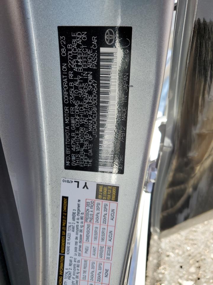 2023 TOYOTA PRIUS PRIME SE VIN:JTDACACU4P3009647