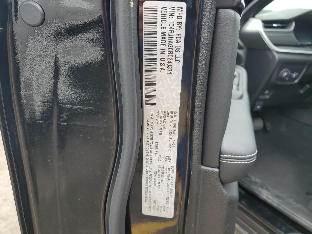 2024 JEEP GRAND CHEROKEE LAREDO VIN:1C4RJHAG6RC243371
