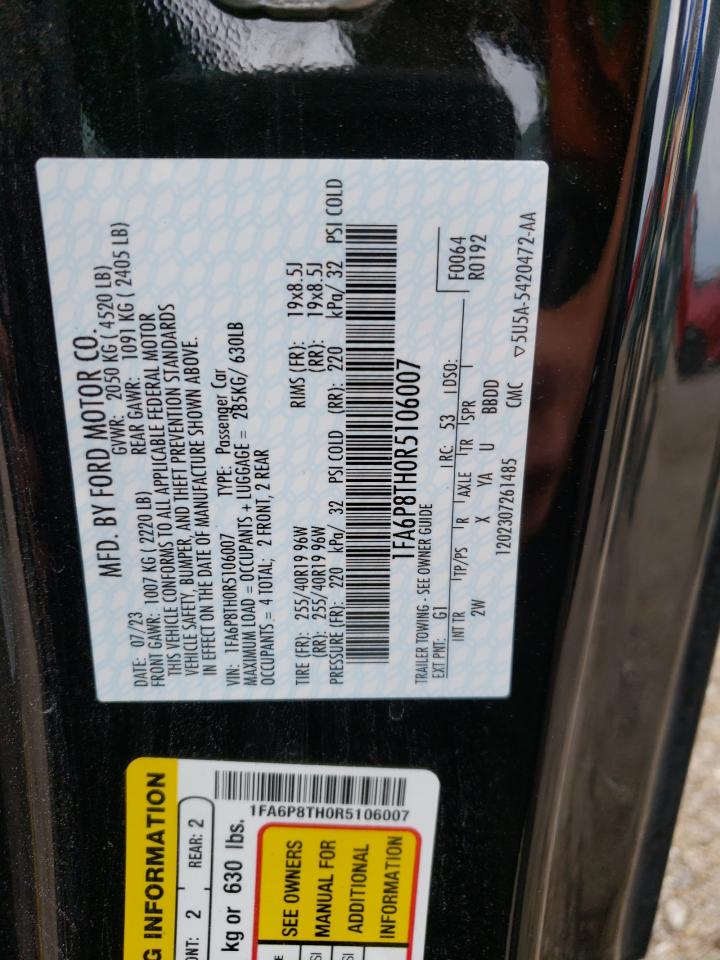 2024 FORD MUSTANG VIN:1FA6P8TH0R5106007