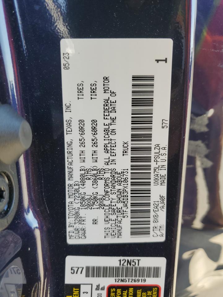 2023 TOYOTA TUNDRA CREWMAX LIMITED VIN:5TFJA5DB3PX106731