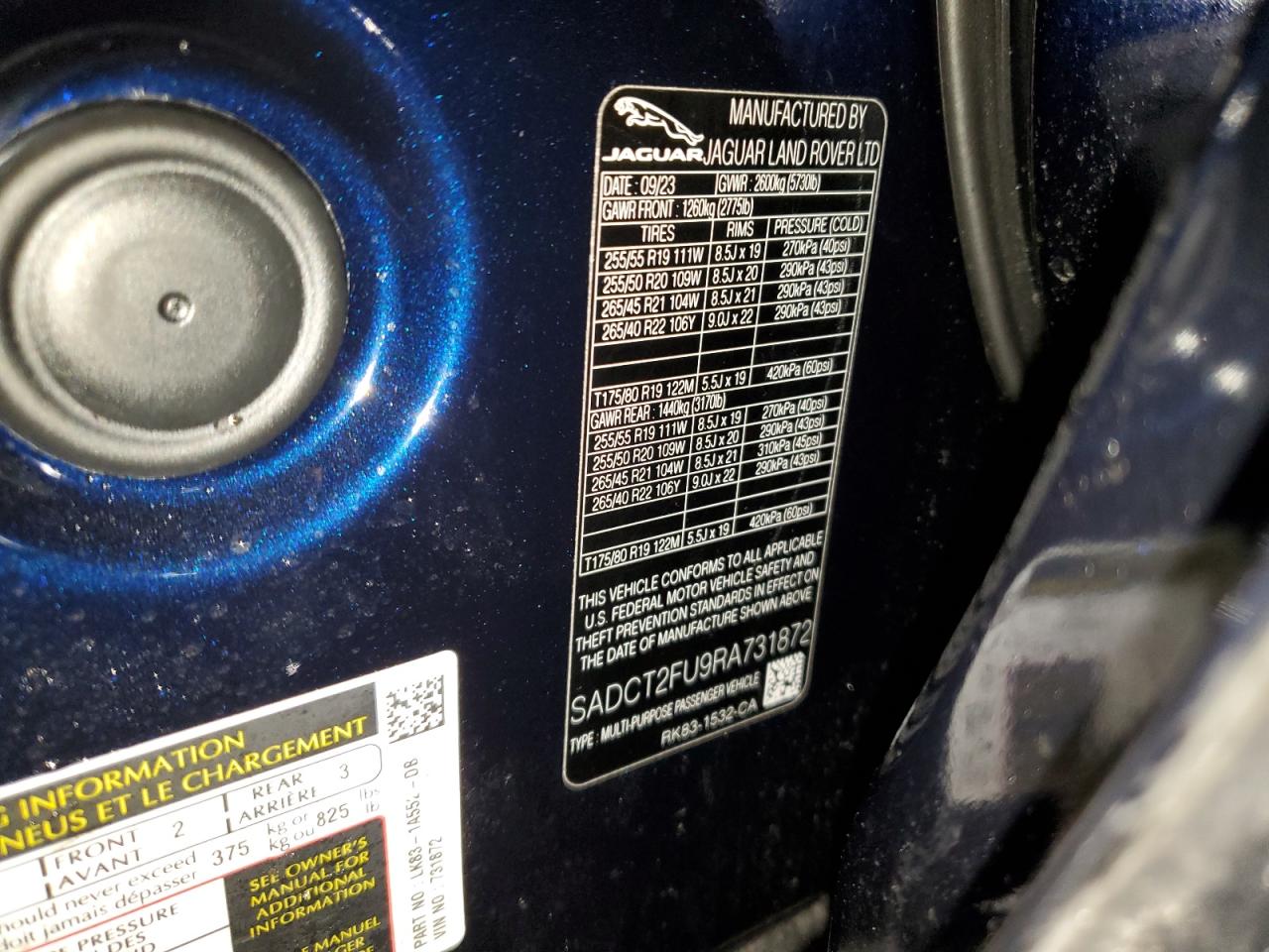 2024 JAGUAR F-PACE R-DYNAMIC S VIN:SADCT2FU9RA731872