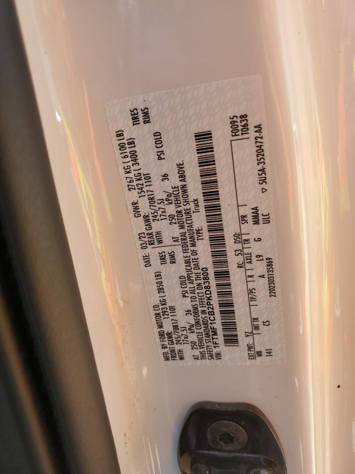2023 FORD F150 VIN:1FTMF1CB2PKD83800