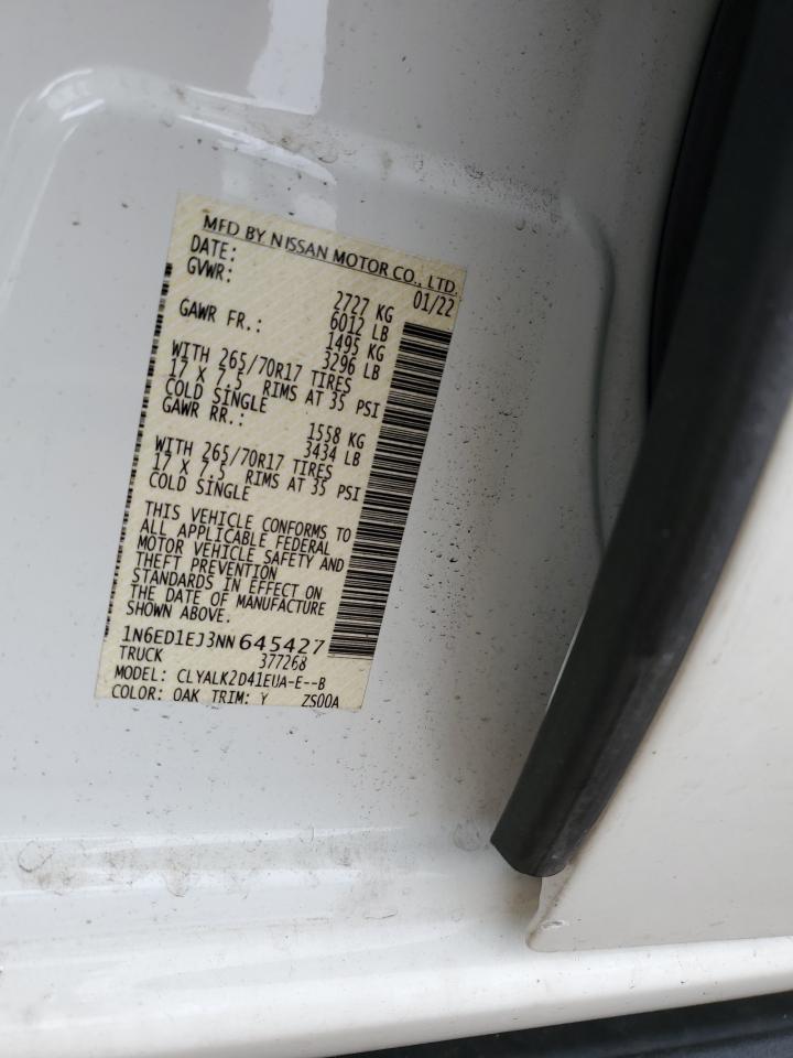 2022 NISSAN FRONTIER S VIN:1N6ED1EJ3NN645427