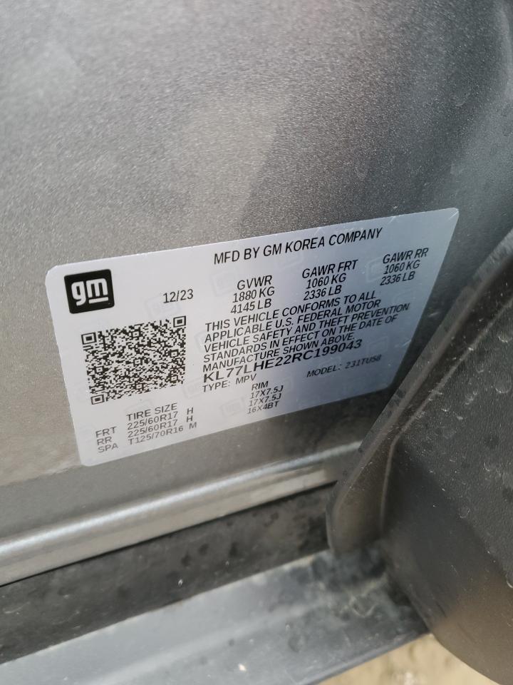 2024 CHEVROLET TRAX 1LT VIN:KL77LHE22RC199043