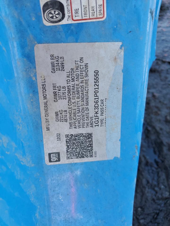 2023 CHEVROLET CAMARO ZL1 VIN:1G1FK3D61P0125550