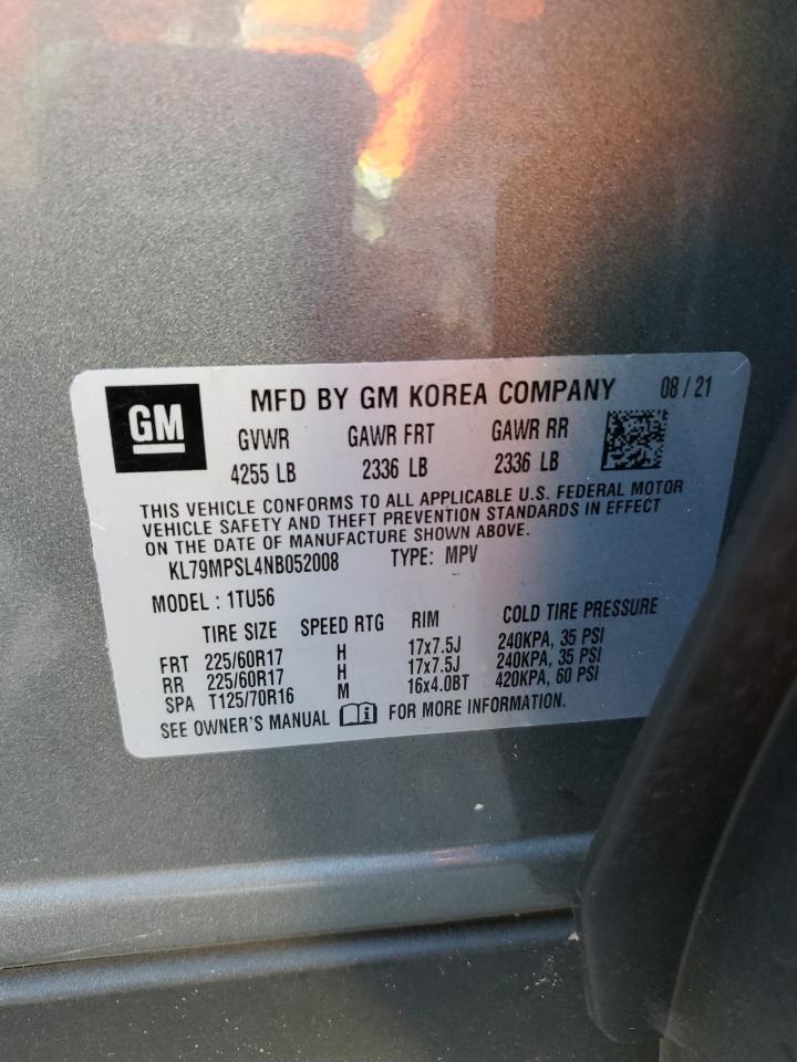 2022 CHEVROLET TRAILBLAZER LT VIN:KL79MPSL4NB052008