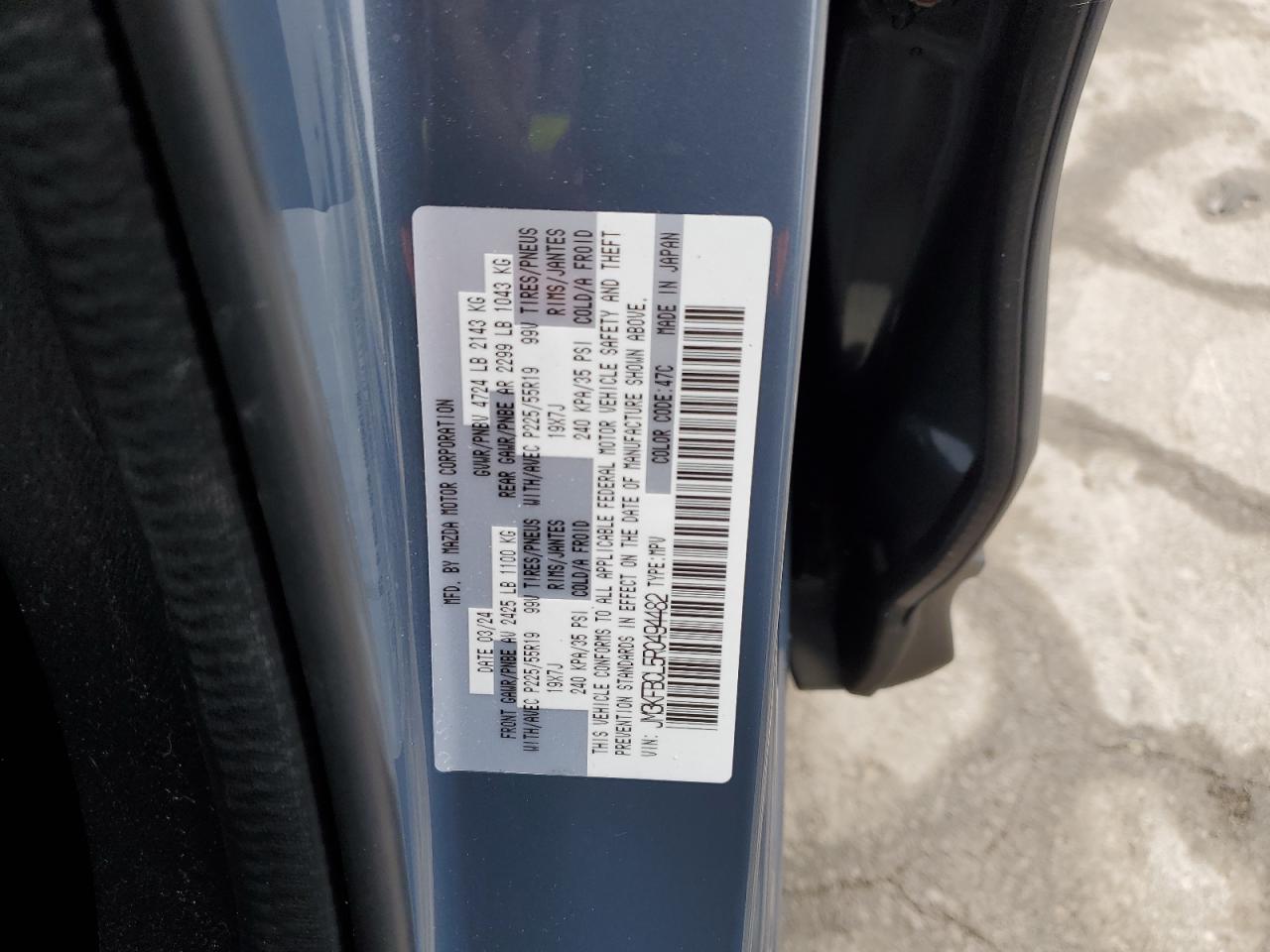 2024 MAZDA CX-5 PREFERRED VIN:JM3KFBCL5R0494482