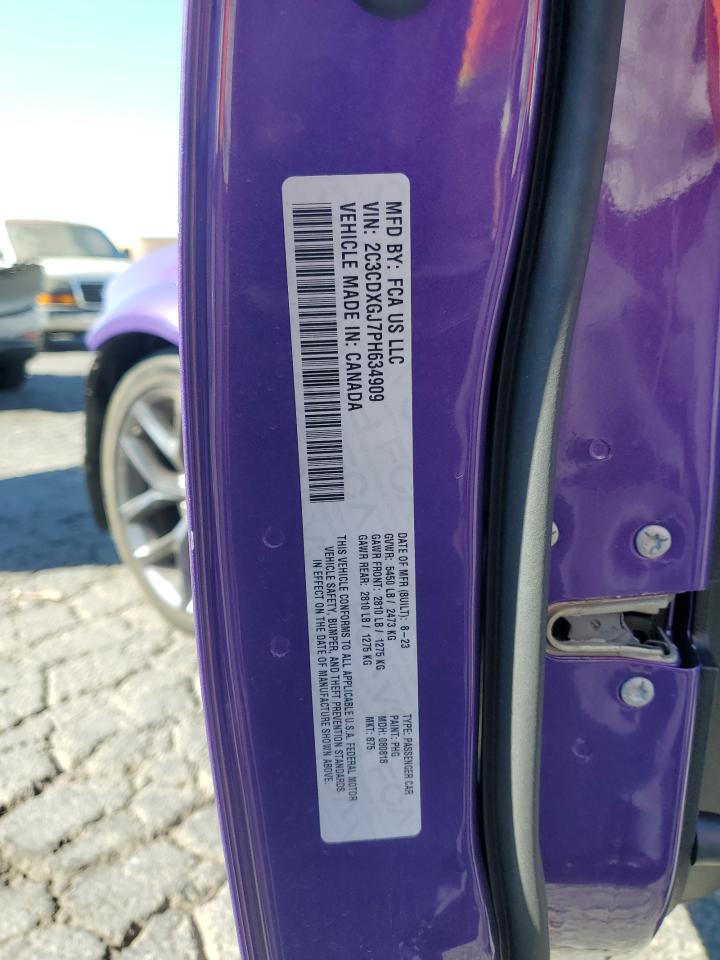 2023 DODGE CHARGER SCAT PACK VIN:2C3CDXGJ7PH634909