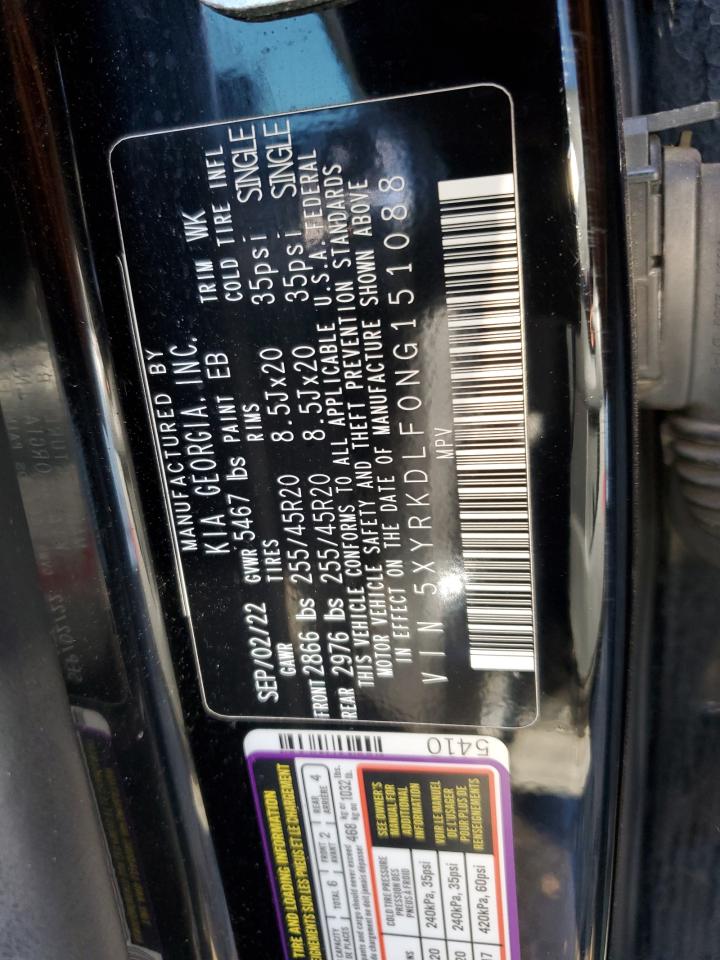 2022 KIA SORENTO SX VIN:5XYRKDLF0NG151088