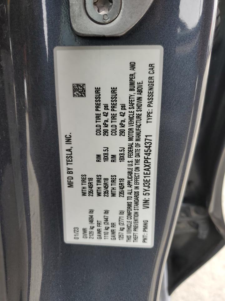 2023 TESLA MODEL 3 VIN:5YJ3E1EAXPF454371