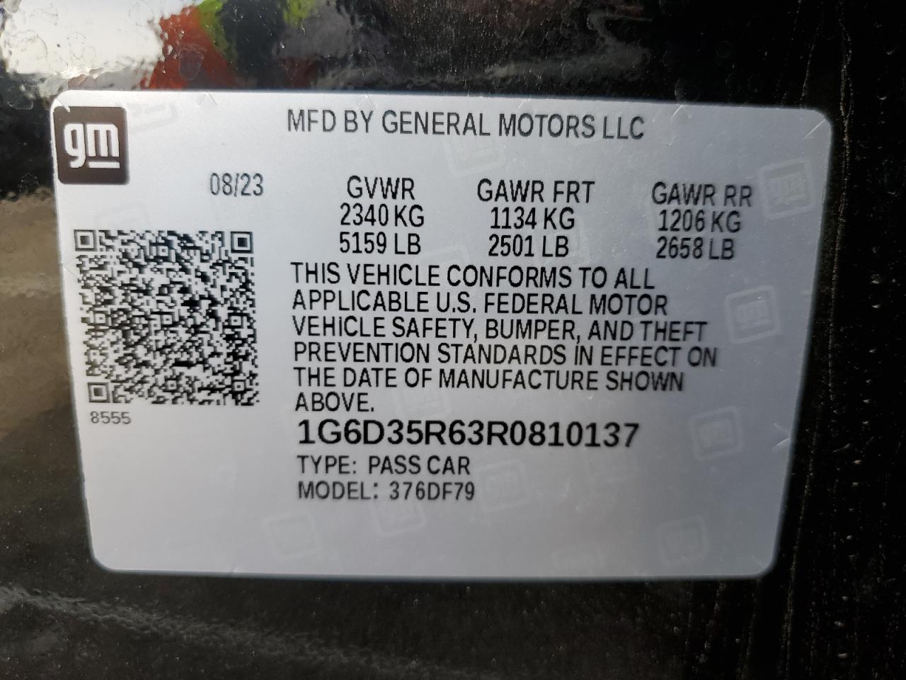 2024 CADILLAC CT5-V BLACKWING VIN:1G6D35R63R0810137