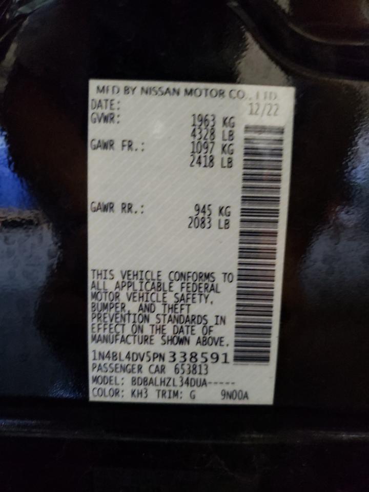 2023 NISSAN ALTIMA SV VIN:1N4BL4DV5PN338591