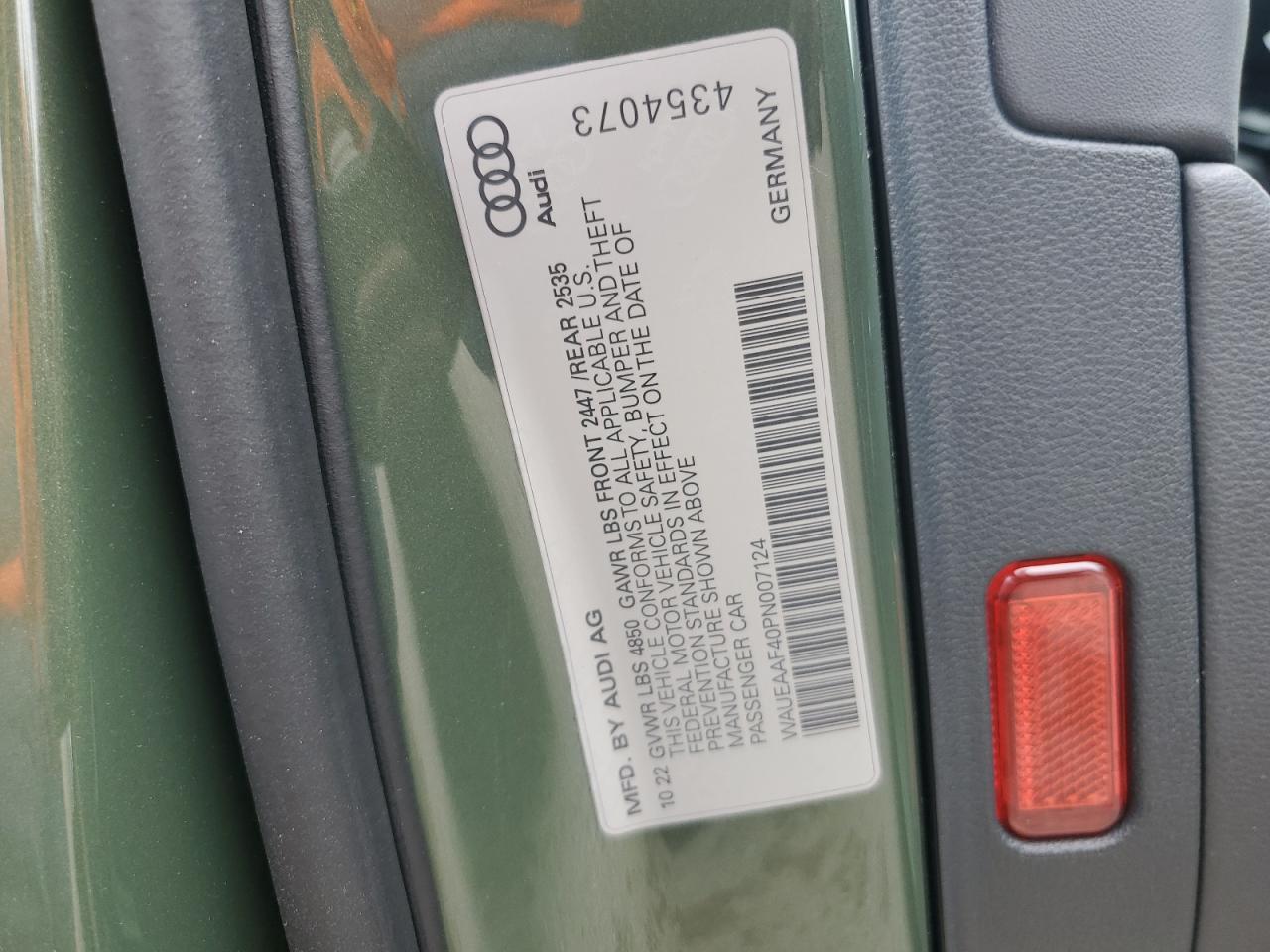 2023 AUDI A4 PREMIUM PLUS 45 VIN:WAUEAAF40PN007124